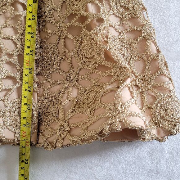 Gold Sz 4 Baroque Halter Skater Cocktail Holiday Party Dress NYE Birthday NWOT - Picture 8 of 8